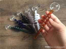 Curved Glass Oil Burners Pipes with Different Colored Balancer Water Pipe smoking hand tobacco pipes