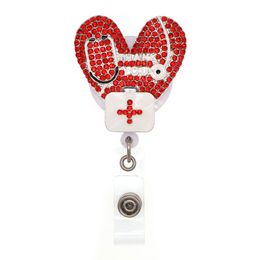 1pc /5pcs /10pcs Rhinestone Thank you Badge Reel Retractable ID Badge Holder fOR nurse doctor hospital Student