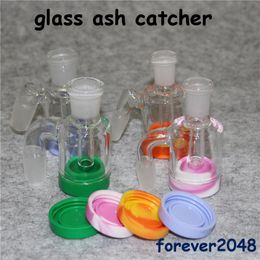 14mm 18mm Glass Ash Catcher with silicone container for glass bong oil rig ashcatchers wit Detachable silicon base easy clean