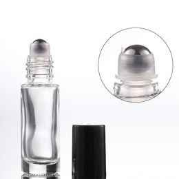 Metal Roller Ball Thick Clear Refillable 5ml MINI ROLL ON GLASS BOTTLES For ESSENTIAL OIL Fragrance PERFUME