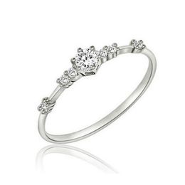 Female Crystal Zircon Stone Ring Cute Small Silver Color Rose Gold Finger Rings Promise Engagement For Women