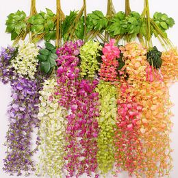110cm Artificial Vine Wisteria Flowers 6 Colors Decorative Silk Flowers Garlands for Wedding Centerpieces Decorations Fake Flower