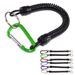 Portable Fishing Lanyards Keychain Retractable Spring Elastic Rope Anti-lost Key chain Camping Carabiner Secure Lock Keyring Ring Holder