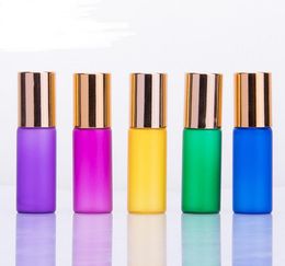 5ml Roll on Frosting Glass Bottle with Glass Metal Roller Ball Refillable Roller Glass Vials for Perfume Essential Oils bottle SN2278