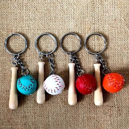 20pcs/Lot Baseball Key Chain Cute Key Ring For Women 3d Baseball Bat Keychain Key Holder Portachiavi Bag Charm Free Shipping