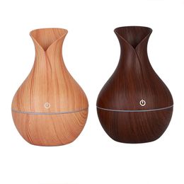 Wood Grain Essential Humidifier Aroma Oil Diffusers Humidifier Wood air Purifier USB Led Flash Lights Sprayer For Home Office DHL HH7-2063