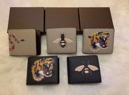 Hochwertige Männer Tier kurze Brieftasche Leder schwarz Schlange Tiger Biene Brieftaschen Frauen lange Stil Geldbörse Brieftasche Kartenhalter mit Geschenkbox