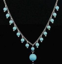 Turquoise sterling silver necklace pendant lady original vintage handmade tassel necklace gift