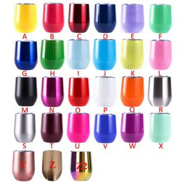 12oz Stainless Steel Cup Double Wall Wine Mug Vacuum Insulated Glasses Egg Shape Beer Coffee Mugs