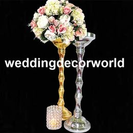 Gold Candle Holders Metal Candlestick Flower Vase Table Centerpiece Event Flower Rack Road Lead Wedding Decoration decor270