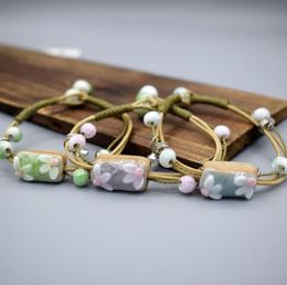 Daisy Flower Bracelet Fashion Delicate Hand-woven Ceramic Beads Bracelet Originality Chinese Style Bracelet Adorn Article