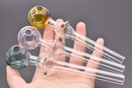 Wholesale Glass Oil Burner Pipe Mini Spoon Hand Pipes Colorful thick Pyrex Oil Burner Glass Straight Tube Colored Smoking Pipes on balancer