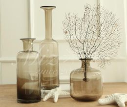 Brown vintage elegant transparent brown glass vase living room home decoration ornaments George vase