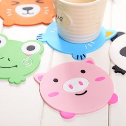 Cute cartoon animal silicone coaster insulation pad thickened soft rubber bowl mat placemat water cup tea coaster