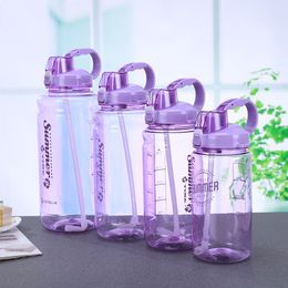 Drinking Straw Water Bottle Large Capacity Plastic Outdoor Sports Straw Cup Non Leak Water Bottle 1000ml 1500ml 2000ml 3000ml