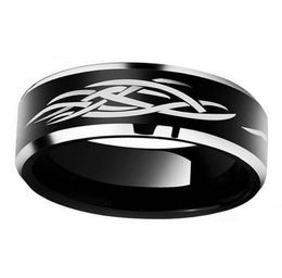 Tungsten gold ring black flame pattern men's ring factory direct sales