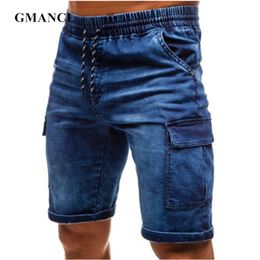 Men Streetwear Summer Loose Side pocket blue Denim Short Fashion Bermuda Hip hop male Solid Colour casual joggers jeans shorts