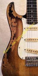 ST 6 string Deluxe Series Masterbuilt Eric Johnson Relic Electric Guitar 2 Colour Sunburst in stock