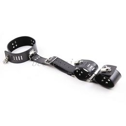 Bondage Lockable Neck To Arm Bondage Armbinder Restraint Collar Wrist Cuffs SM Game Sets A675