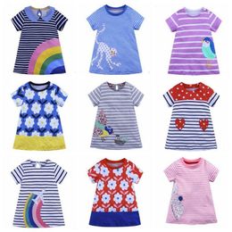 Baby Girls Designer Clothes Infant Cartoon animal striped dot Dresses Children Summer Beach Skirt A-Line kids dress boutique TLZYQ625