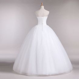 Lace Tulle Ball Gown Wedding Dresses with sweetheart Neckline 2019 Simple Wedding Gown Lace Up Bridal Dress White Ivory252I
