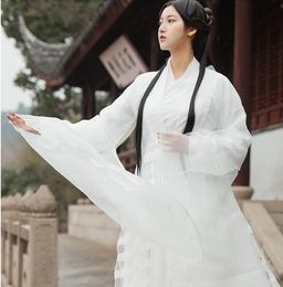 Shallow White Hanfu Costume Asian Movie TV Similar Item Chinese Dress Film Drama Apparel Fresh Elegant Oriental Ancient Swordwoman Dresses