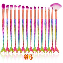 Professional 15pcs set Mermaid Makeup Brushes Set Foundation Blending Powder Eyeshadow Contour Concealer Blush Cosmetic Beauty Tools DHL