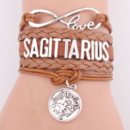 12 Constellation Bracelet String Sagittarius Couple Bracelet Fashion SAGITTARIUS Letter leather Bracelet