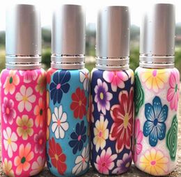 10ml Clay Glass Perfume Bottle Travel Polymer Clay Fimo Empty Spray Scent Bottle Pump Case free shipping#211