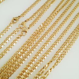 4mm width Gold Tone 316L stainless steel chain necklace men long punk statement curb Cuban chain necklace vintage men Jewellery