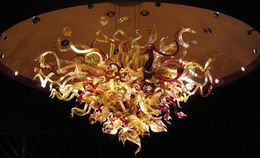 100% Mouth Blown CE UL Borosilicate Murano Glass Dale Chihuly Art High Ceiling Hanging Glass Chandelier Led