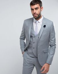 Fashionable Two Buttons Groomsmen Peak Lapel Groom Tuxedos Men Suits Wedding/Prom/Dinner Best Man Blazer(Jacket+Pants+Tie+Vest) 717