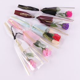 Single Rose Branch Translucence Wrapping Bag Floral Packaging Bags Plastic Floral Gift Bags for Wedding Valentine's Day