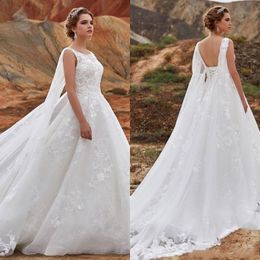 plus size wedding dresses with cape jewel neck country style lace appliqued bridal gowns custom made wedding dress robe de marie