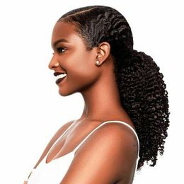 Afro Kinky Curly Ponytail For Women Natural Black Remy Hair 1 Piece 120g Clip In Ponytails Drawstring 100% Human Hair Ponytail Hair Piece