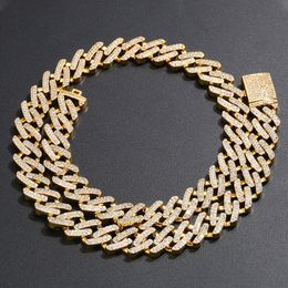 Men Hip Hop Jewellery 12mm 18/20/22inch Gold Plated Full CZ Cuban Chains Necklace Link Chain Necklace