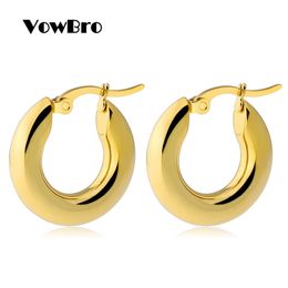 2021 VowBro Gold Colour hoop circle creole earrings, Stainless Steel Big Round wives Earrings gifts for women