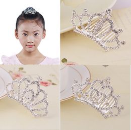 Wholesale Girls Head Accessories Crystal Rhinestone Crown Heart Crown Pageant Beautiful Silver Colour Children Tiaras Hair Comb Headband