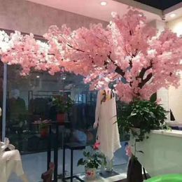 5pcs planta de la flor sola rama 4 tenedores tela artificial de cereza rama de la flor de seda para la boda Decoraciones White Party Pink Champagne