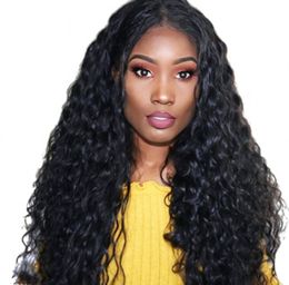Cambodian Lace Front Wigs Water Wave Natural Colour Remy Human Hair Wig for Black Women 130% Density