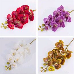 one artificial Phalaenopsis orchid flowers 100cm real touch latex high quality butterfly orchids stem plant silicone flowers