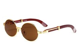 Luxury-2018 Fashion Round Sunglasses For Men Women Buffalo Horn Glasses Summer Styles Brand Designer Wood Sunglasses With Box Case Eyewear