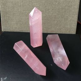 6-7cm Natural Rock Pink Rose Quartz Crystal Wand Point Healing Mineral Stone For Home Decora
