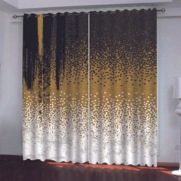 gold black circle curtains Luxury Blackout 3D Curtains For Living room Bedding room Office blackout curtains