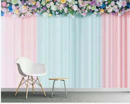 wallpaper for walls 3 d for living room European abstract three-dimensional rose curtain decoration wall