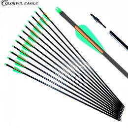 12pcs,31.5Inch-28inch Spine 500,Blue White Target Practise Steel Point Archery Fibreglass Arrows for Hunting Compound Recurve Bow