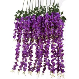Soie Artificielle glycine Vigne Ratta Suspendus Fleur pour la d/écoration de Mariage Bleu 12 Pcs