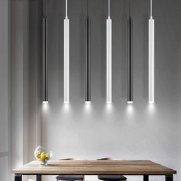 led Pendant Lamp Long Tube light Kitchen Island Dining Room Shop Bar Counter Decoration Cylinder Pipe Pendant Light Kitchen Lamp