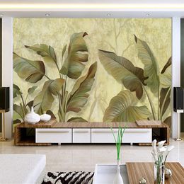 Custom Photo Wallpaper 3D Retro Leaf Murals Living Room TV Sofa Bedroom Background Wall Painting Papel De Parede 3D Sala Fresco