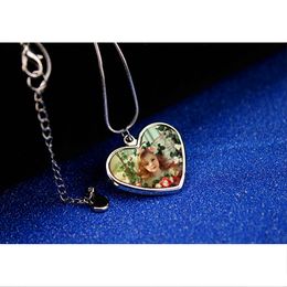 Retail Sublimation Necklace with Aluminium Sheet Zinc Alloy Necklace Jewellery Heart shape Blank for Thermal Transfer Printing with Packaging